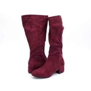 Wild Diva Lounge Cross Womens 7.5 Sock Boots Burgundy Faux Suede Side Zipper